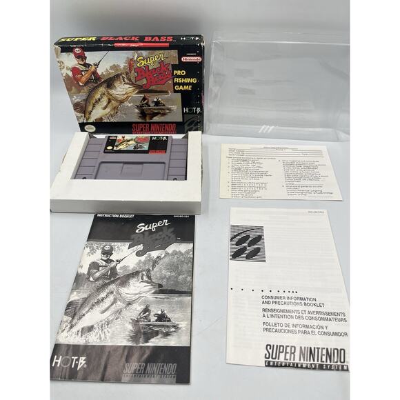 Super Black Bass Super Nintendo SNES Video Game Completewith Manual Tested Works - Picture 2 of 16